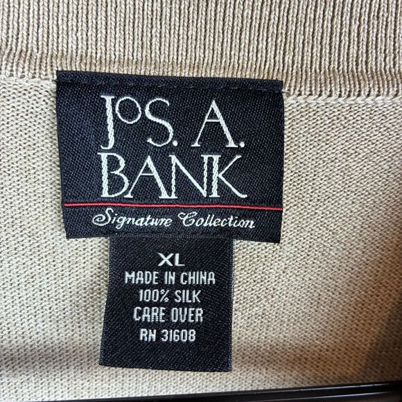 Jos A. Bank Signature Collection 100% Silk Beige Henley Sweater Mens Size XL - Picture 3 of 5